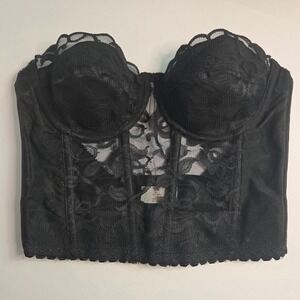 Valmont Black Floral Lace Bustier Top Underwire Corset Style 1015‎ Size 34B
